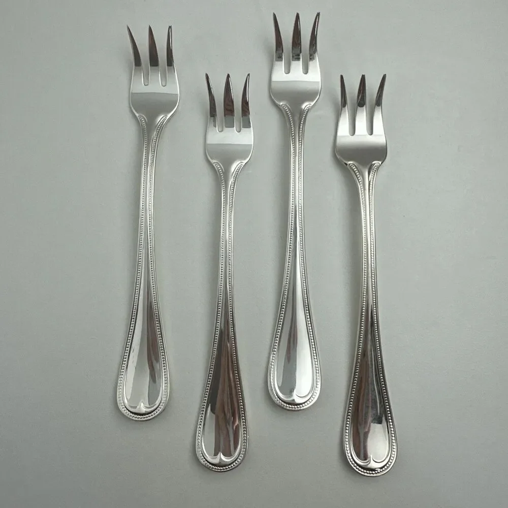 Reed & Barton Beaded English Gentry Silverplate Cocktail Seafood Fork Set of 4